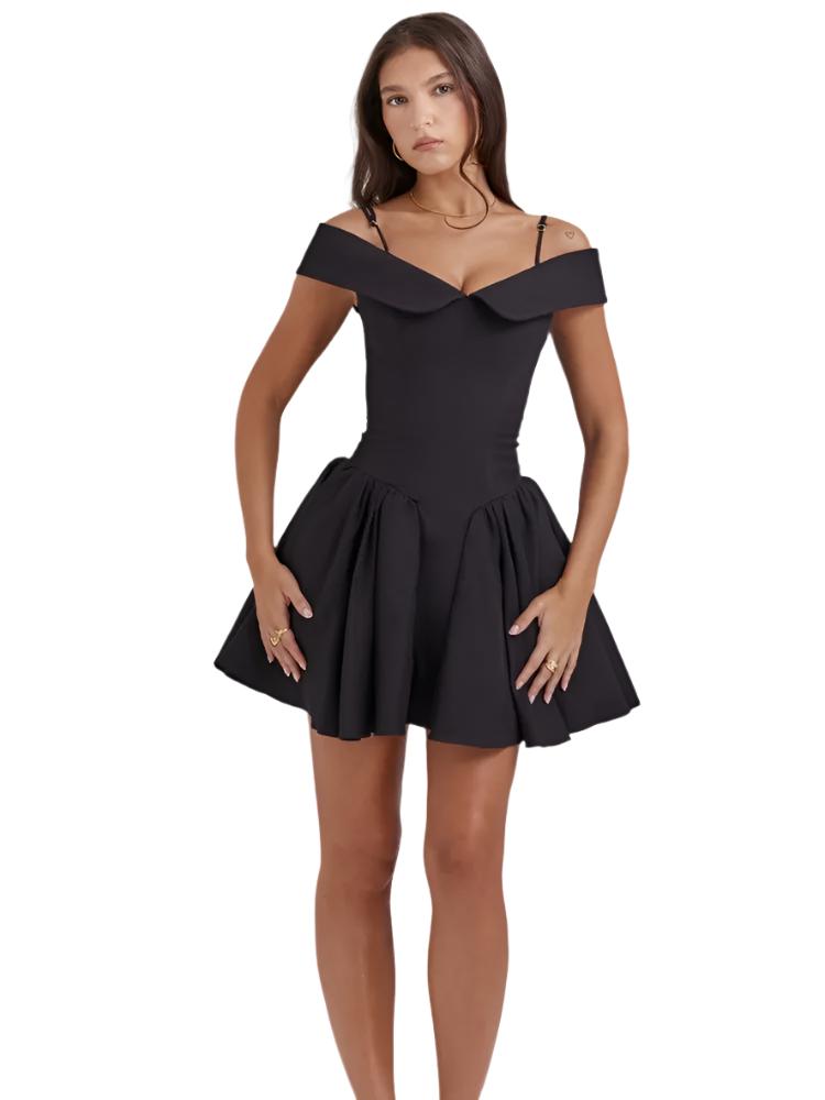 Black Pleated Mini Dress