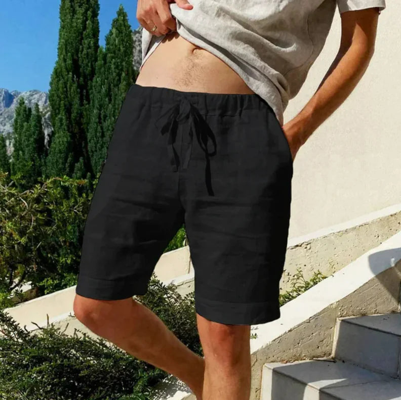 Linen-Cotton Blend Beach Shorts for Men