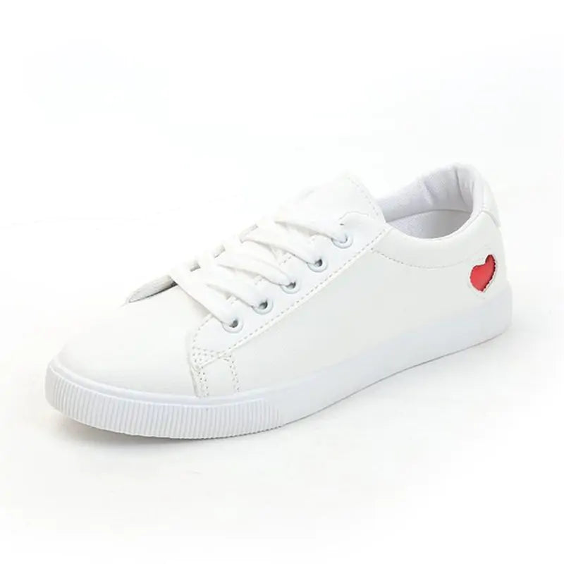 Heart Charm White Skate Sneakers