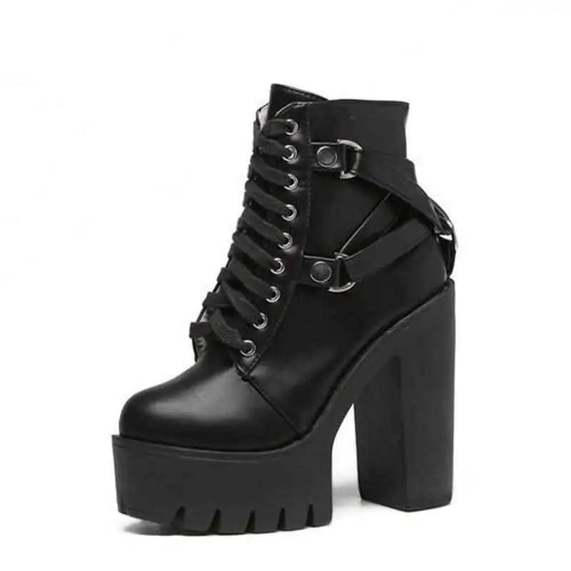 Platform High-Heeled Ankle Boots