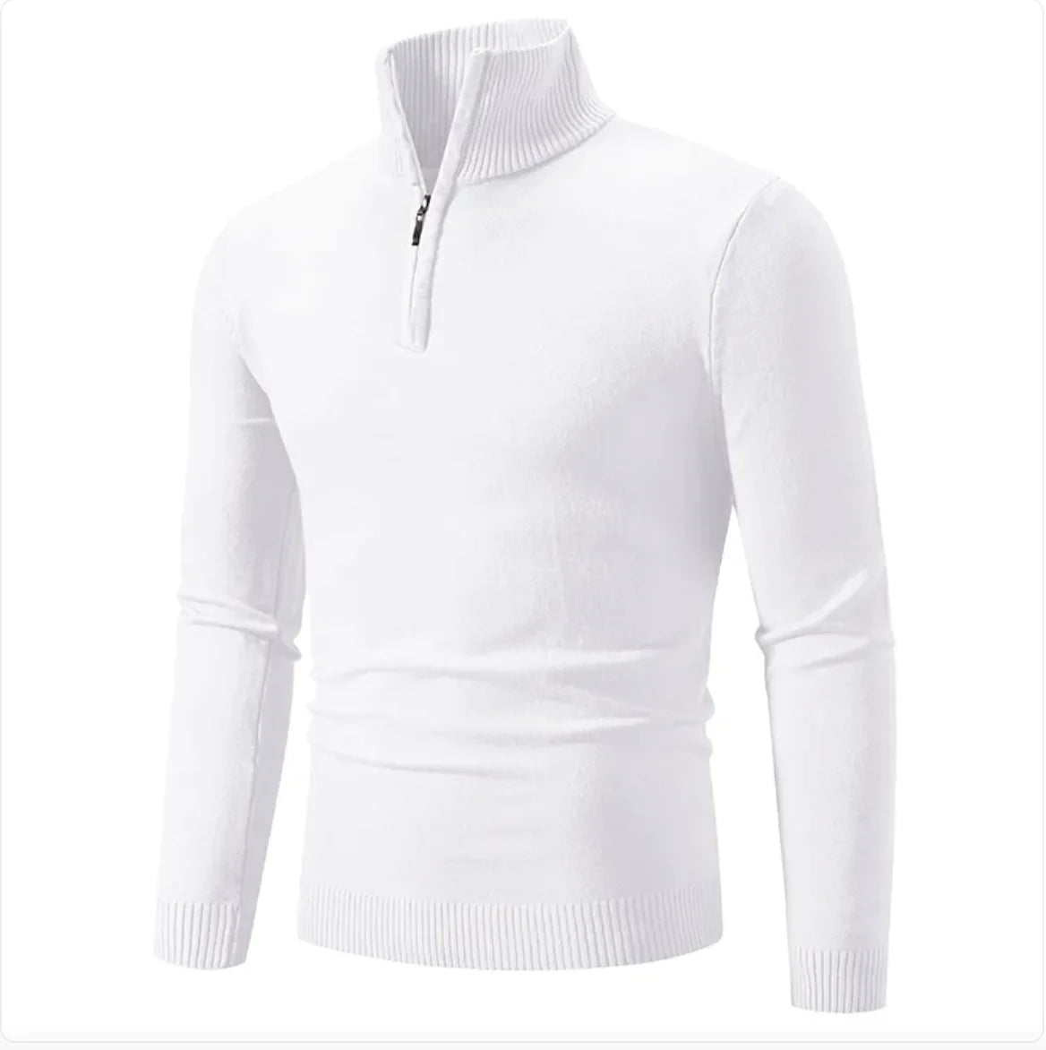 Men's Half-Zip Turtleneck Sweater - Cotton Knit