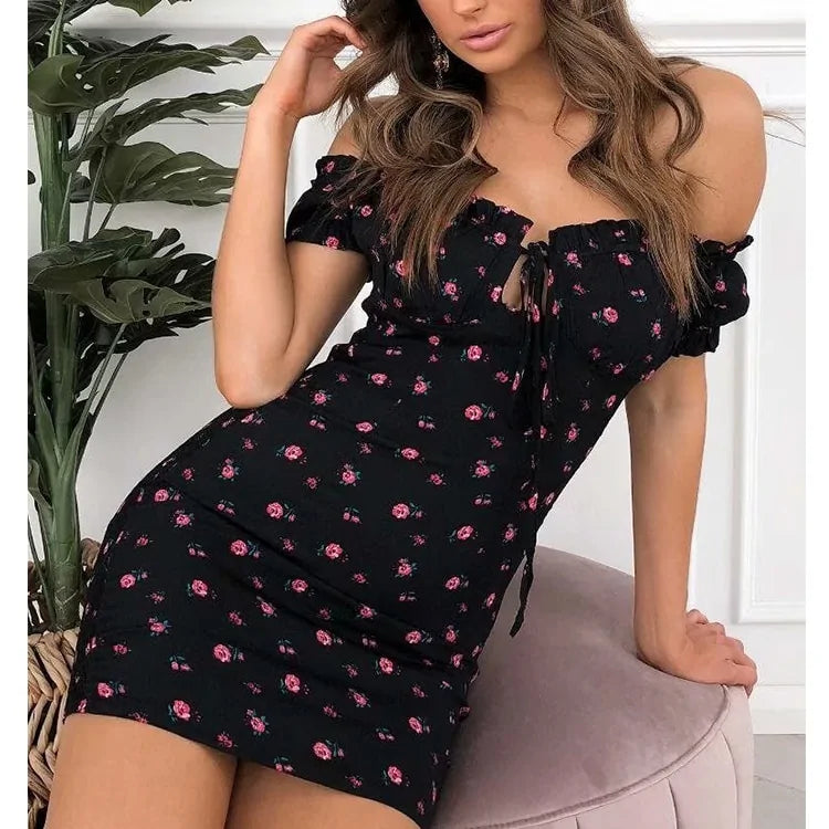 Floral Off-Shoulder Wrap Dress