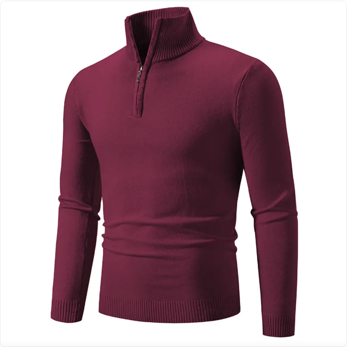 Men's Half-Zip Turtleneck Sweater - Cotton Knit