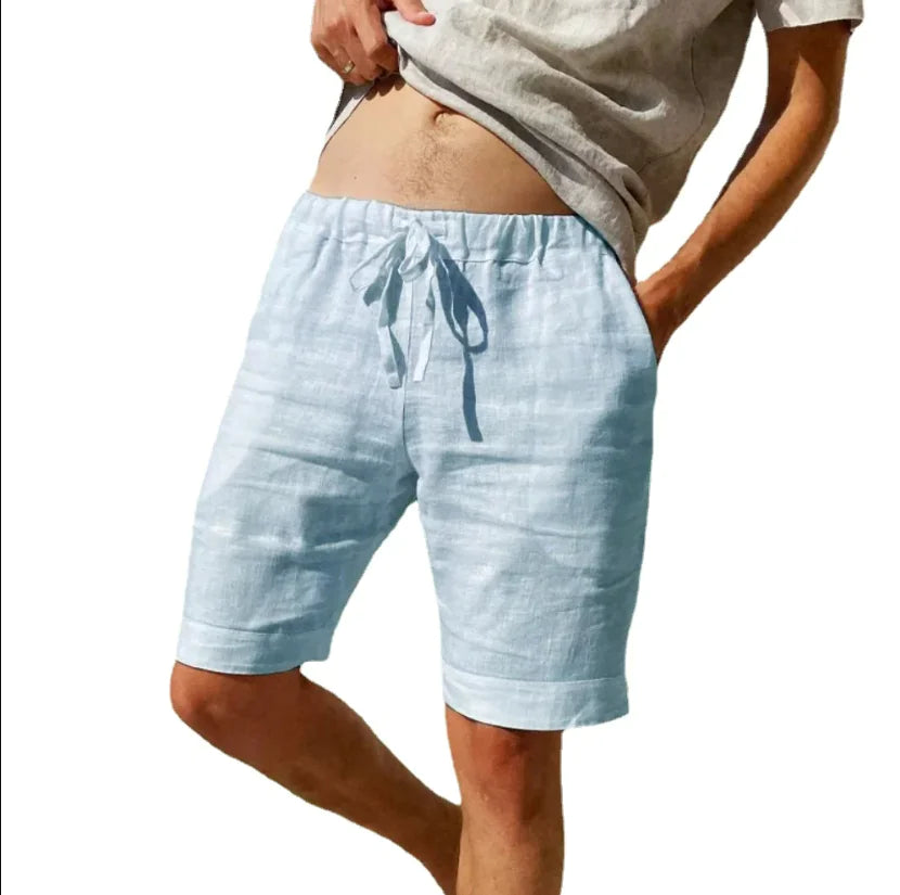 Linen-Cotton Blend Beach Shorts for Men